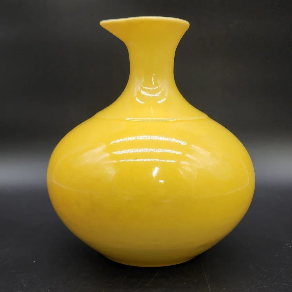 Vintage Fiesta Ware Yellow Ceramic Bud Vase Pitcher MCM Retro Pop Art  Pottery